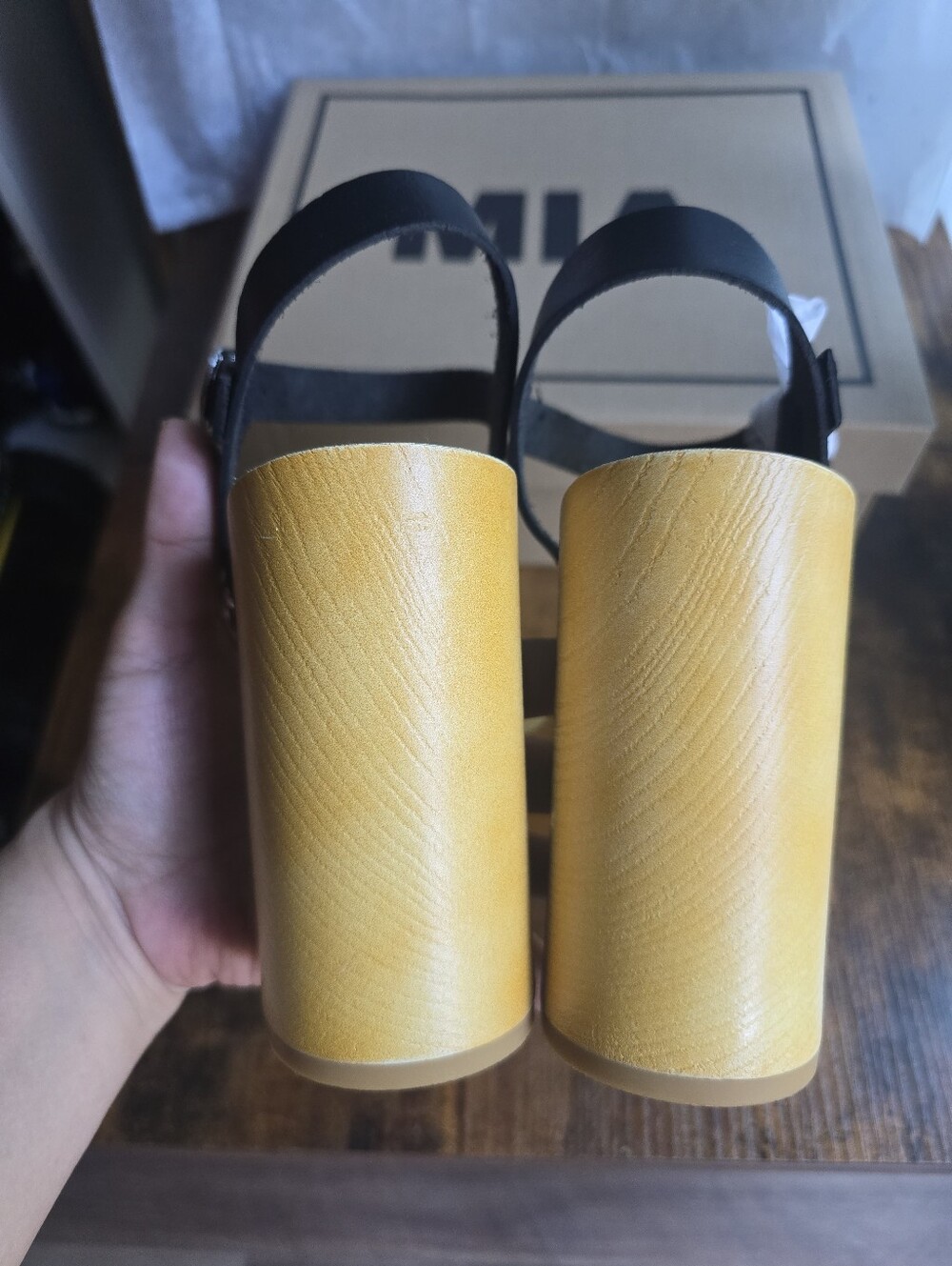 Stylish Black and Tan Wedge Sandals - Picture 11 of 13
